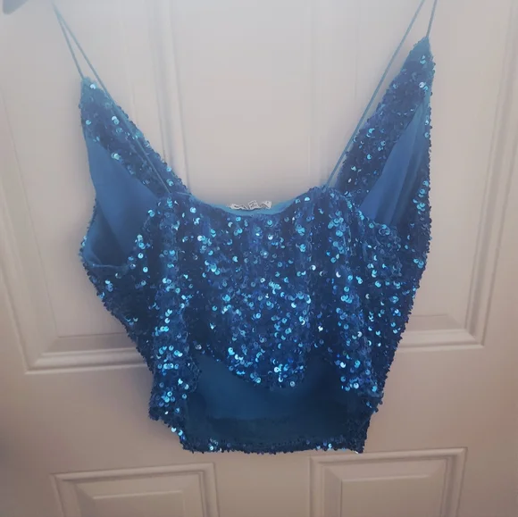 Fashion Nova Vibrant Blue Sequin Top - Picture 4 of 8